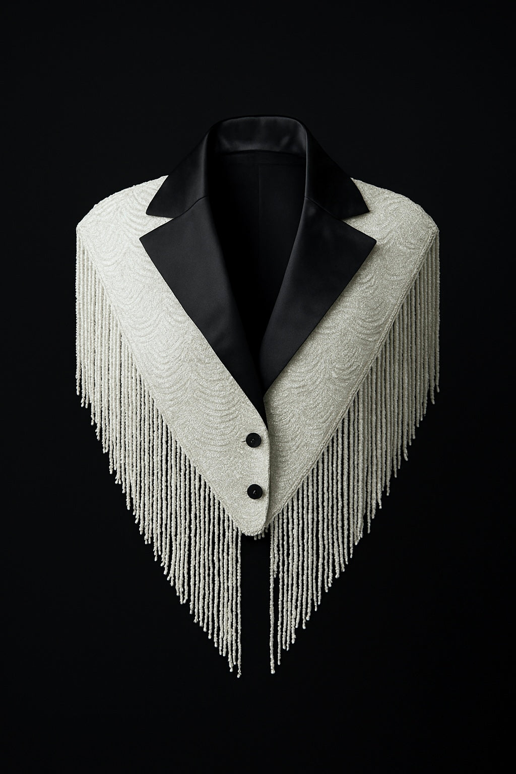 CEO Energy Cape Beaded Shawl Wrap Black White Formal