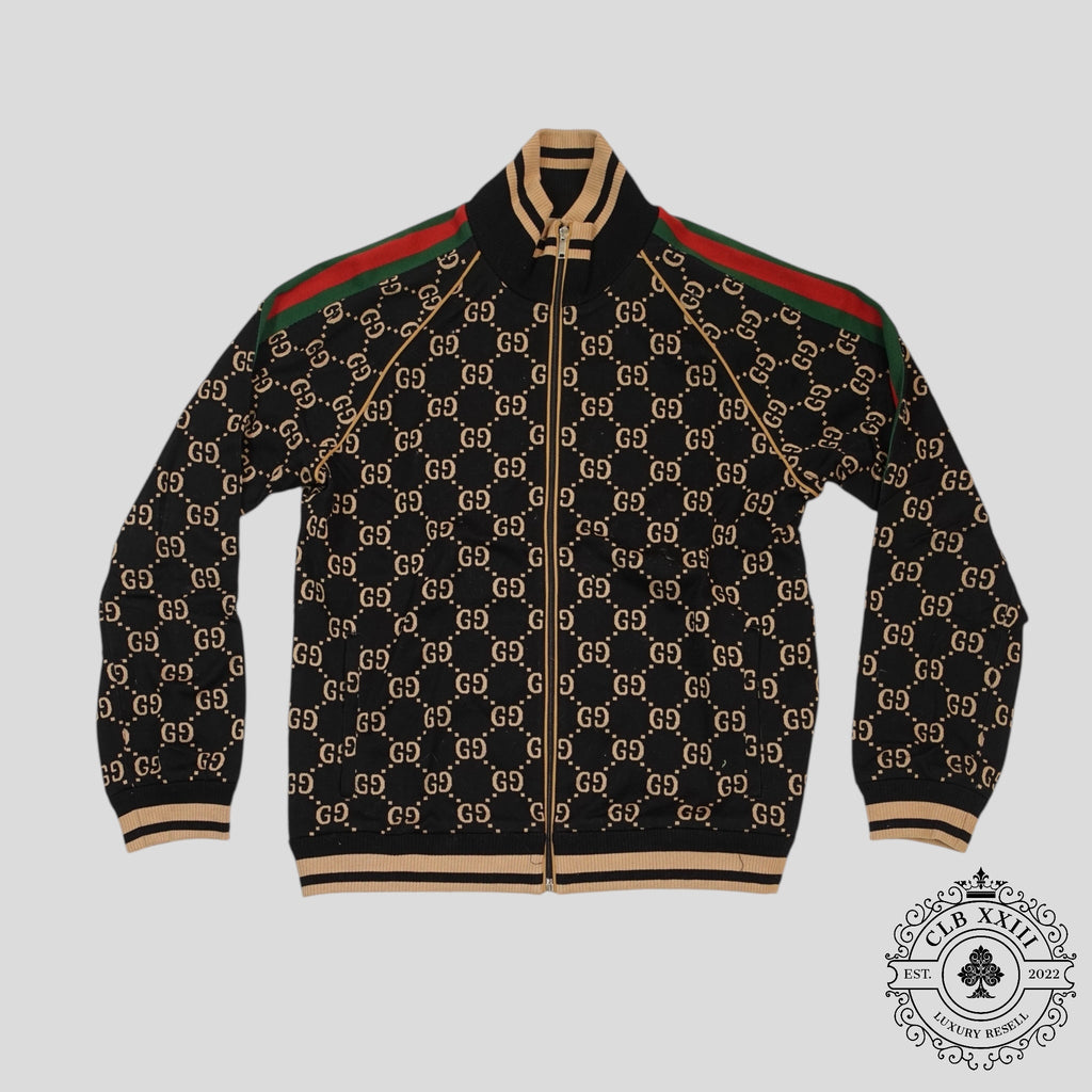 Gucci GG Jacquard Track Jacket in Black/Brown men's unisex  zip up XXXL 3XL