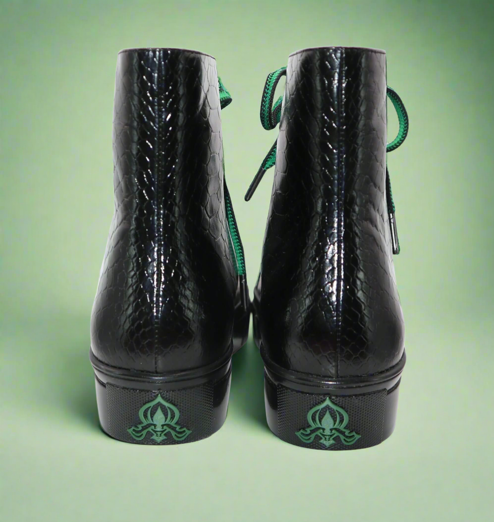 Michaela V Lucra Ladies Black Italian Leather hi-top Sneakers