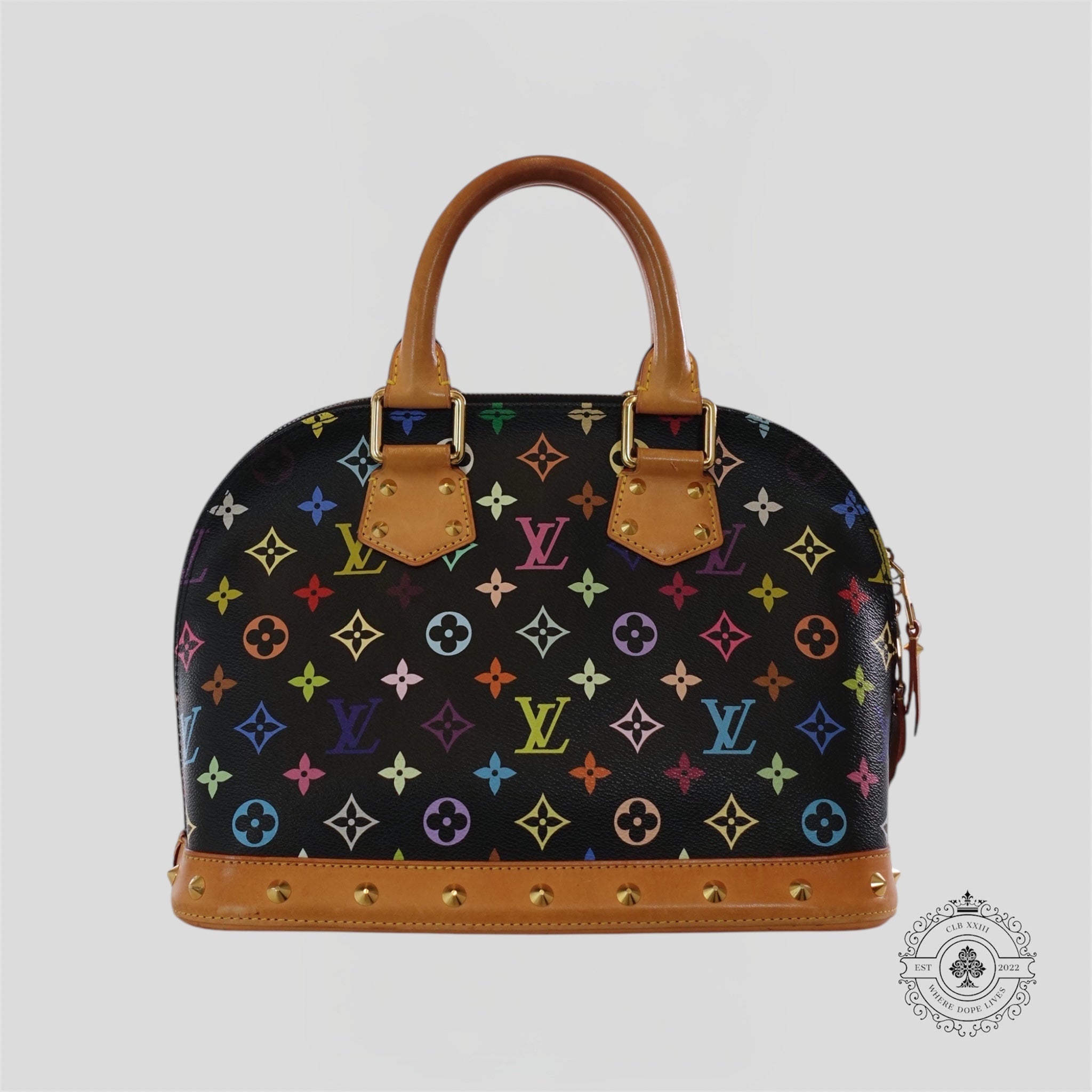 Louis Vuitton x Takashi Murakami Alma PM Monogram Handbag in Black Purse