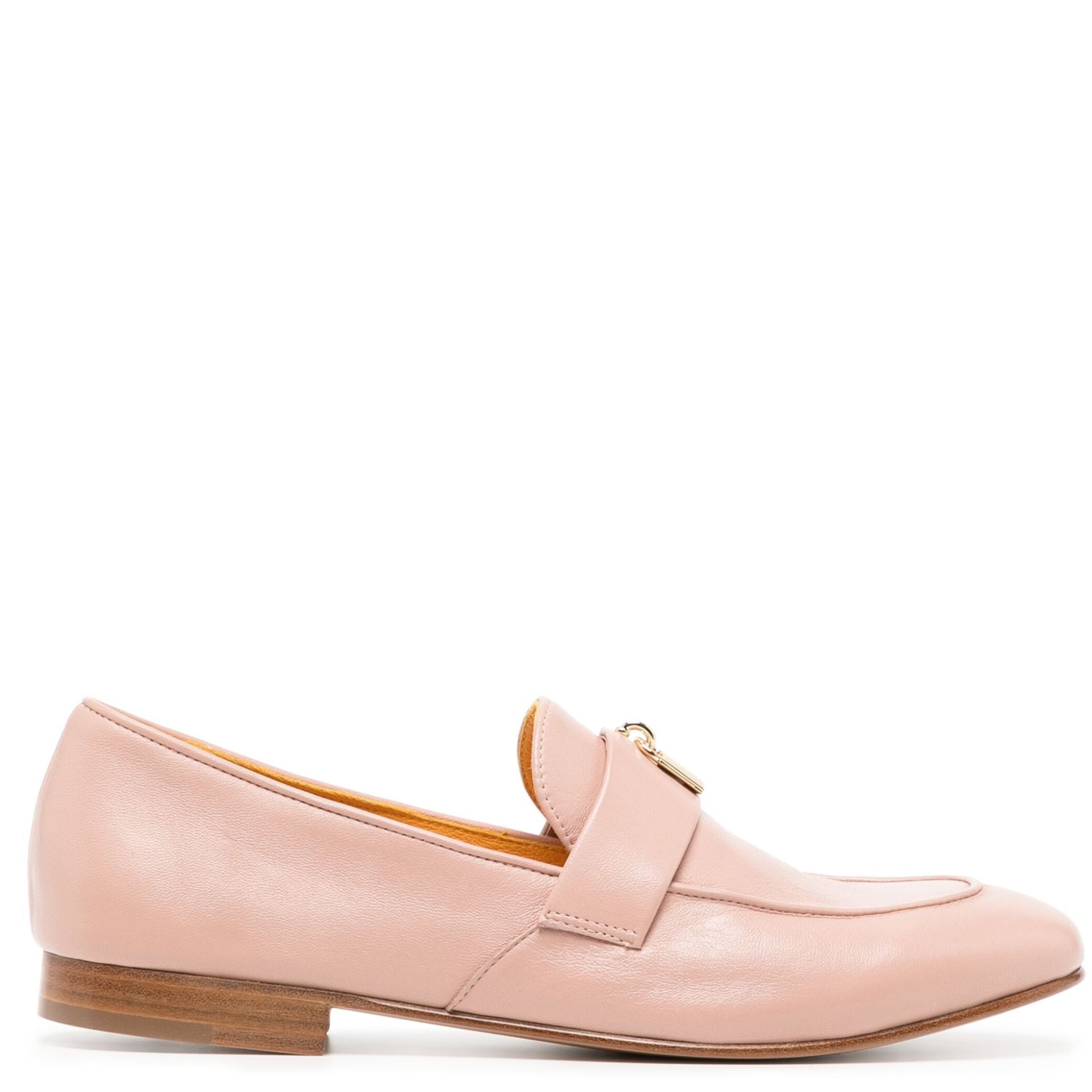 Light Pink Leather Lock Flat Loafer Shoes Career Madison Maison Beverly Hills