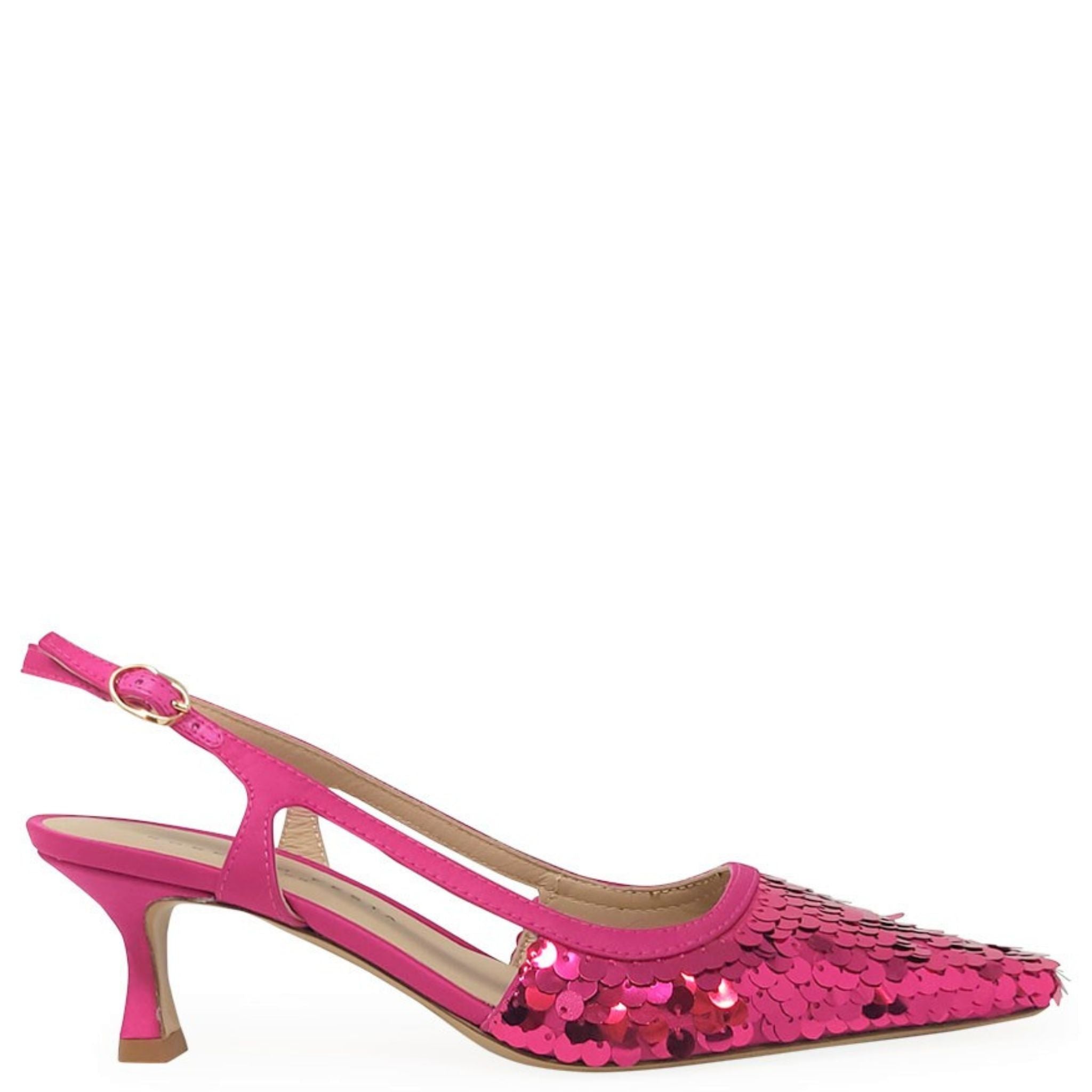 Roberto Festa Siviglia Fuchsia Sequins Slingback Heel shoes dressy cocktail