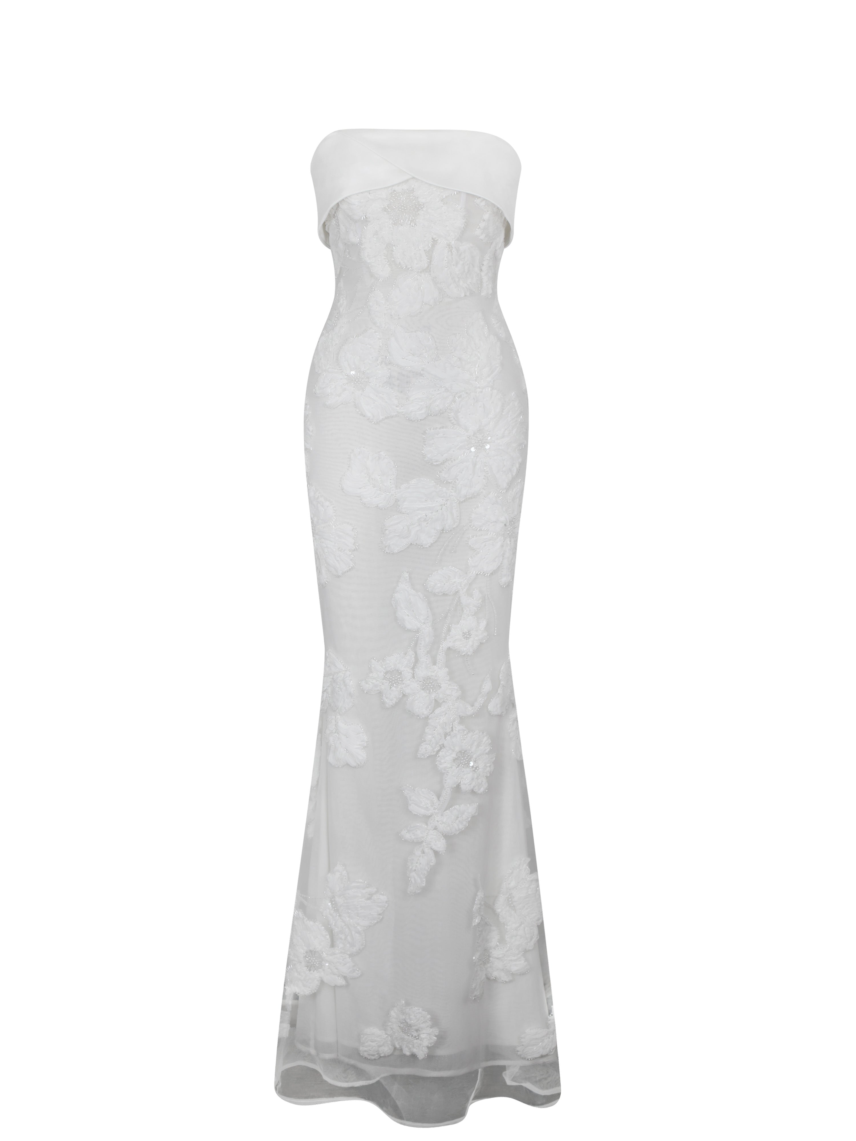 Raphaela White Floral Strapless Mermaid Wedding Dress