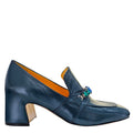 Navy Leather Mid Heel Jeweled Loafer ladies Madison Maison shoes