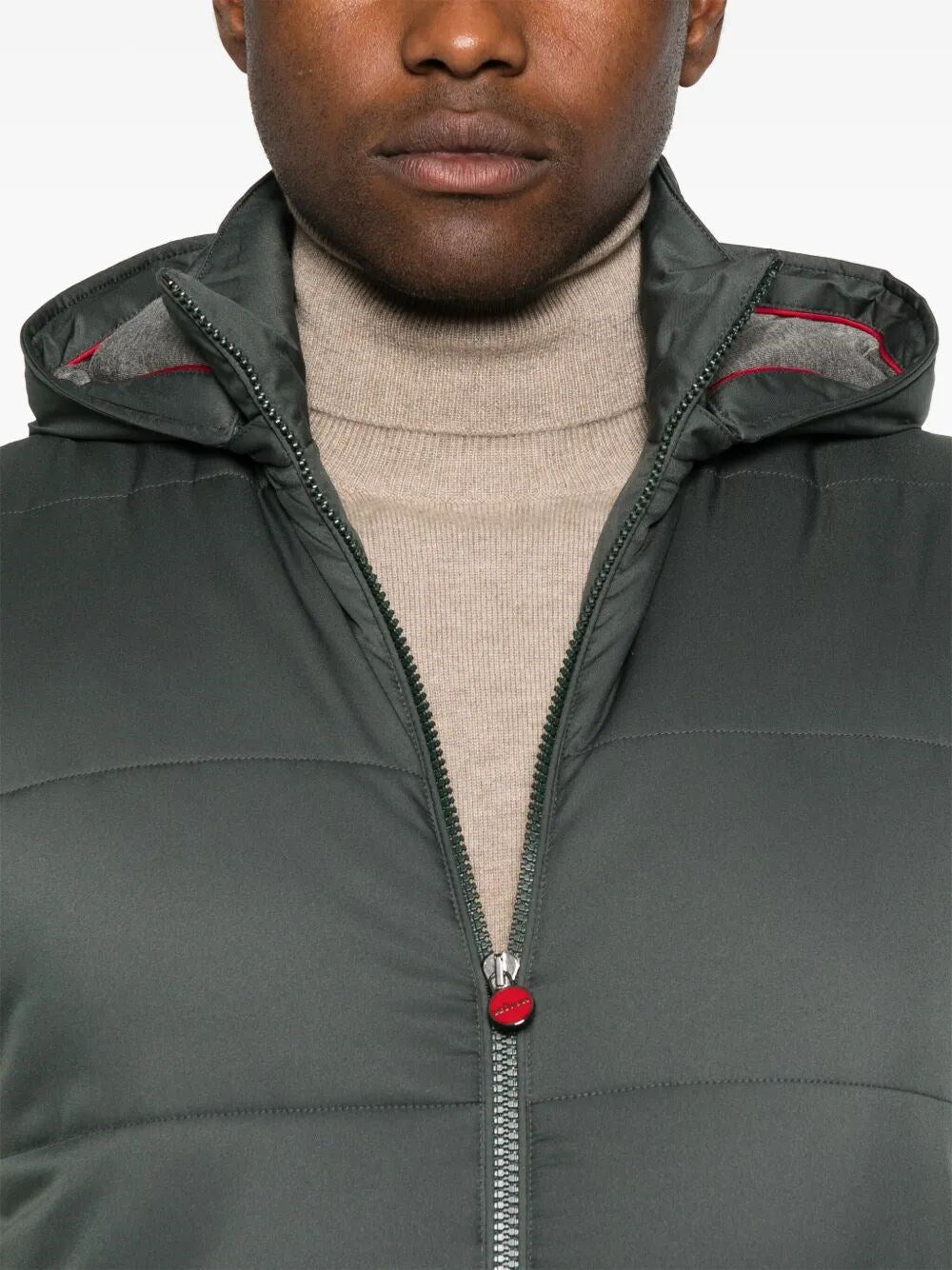 Kiton Men's dark grayish green Vest hoodie hooded