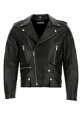 Yves Saint Laurent Men's Black Leather Jacket YSL Coat lamb Motorcycle