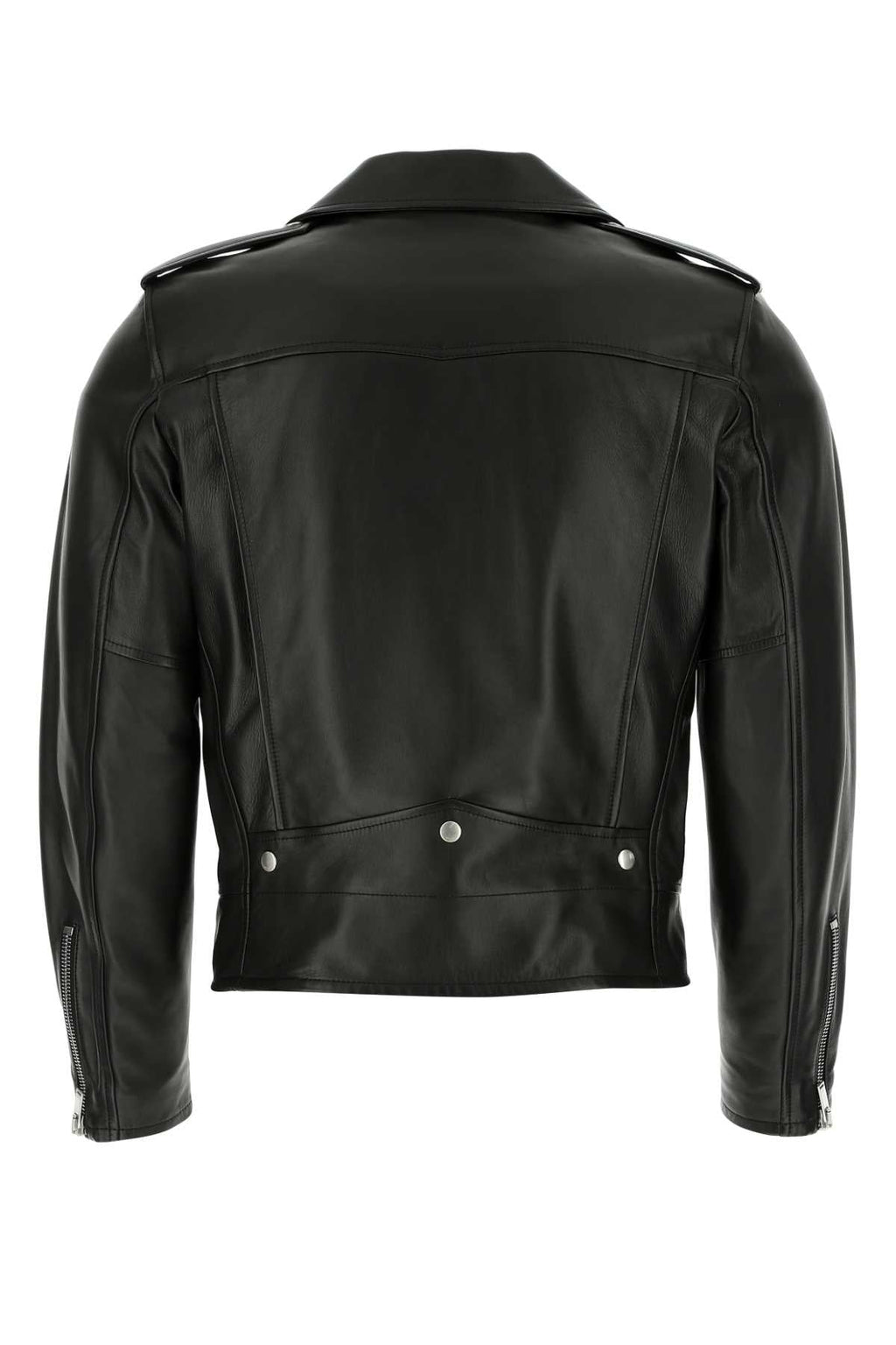Yves Saint Laurent Men's Black Leather Jacket YSL Coat lamb Motorcycle