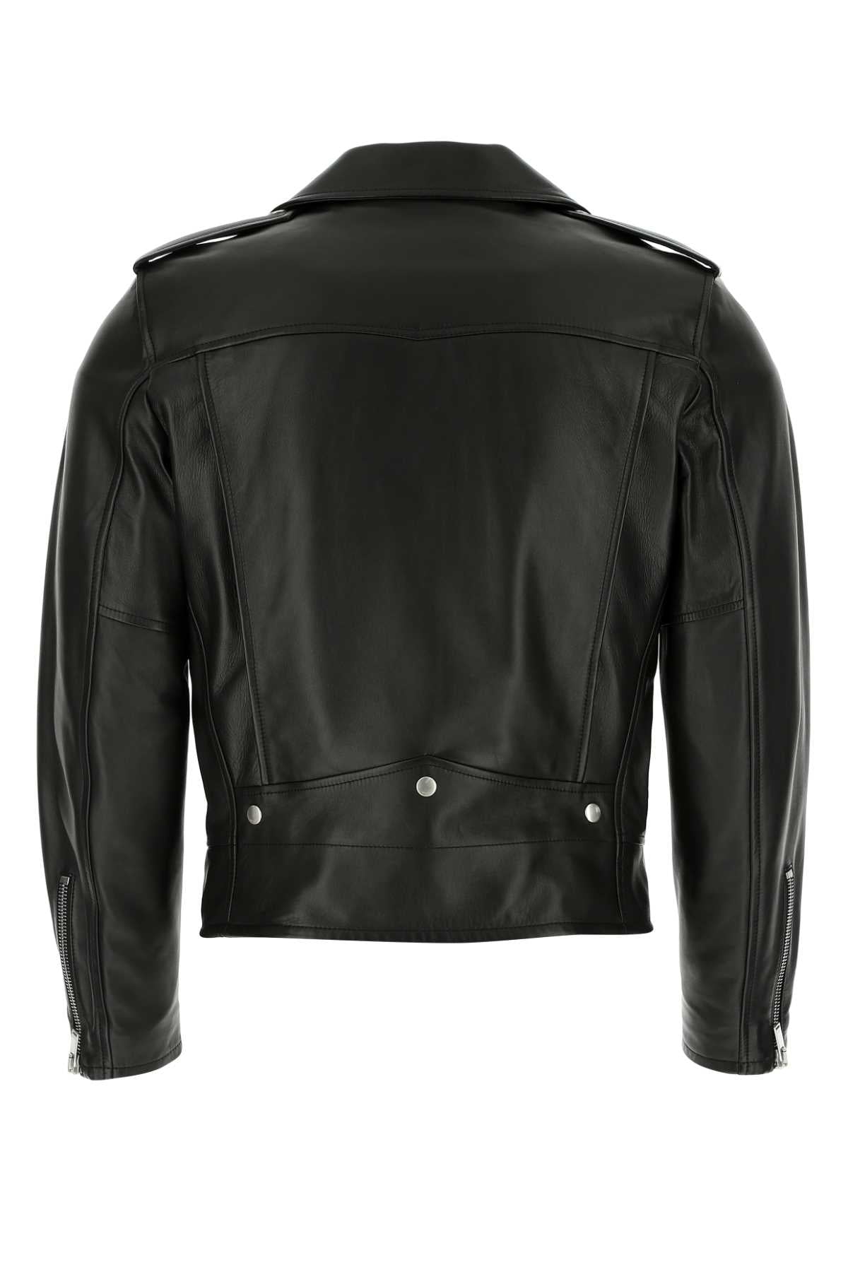 Yves Saint Laurent Men's Black Leather Jacket YSL Coat lamb Motorcycle