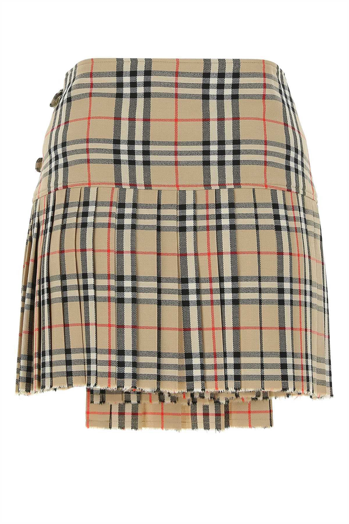 Burberry ladies Embroidered Wool Mini Skirt plaid