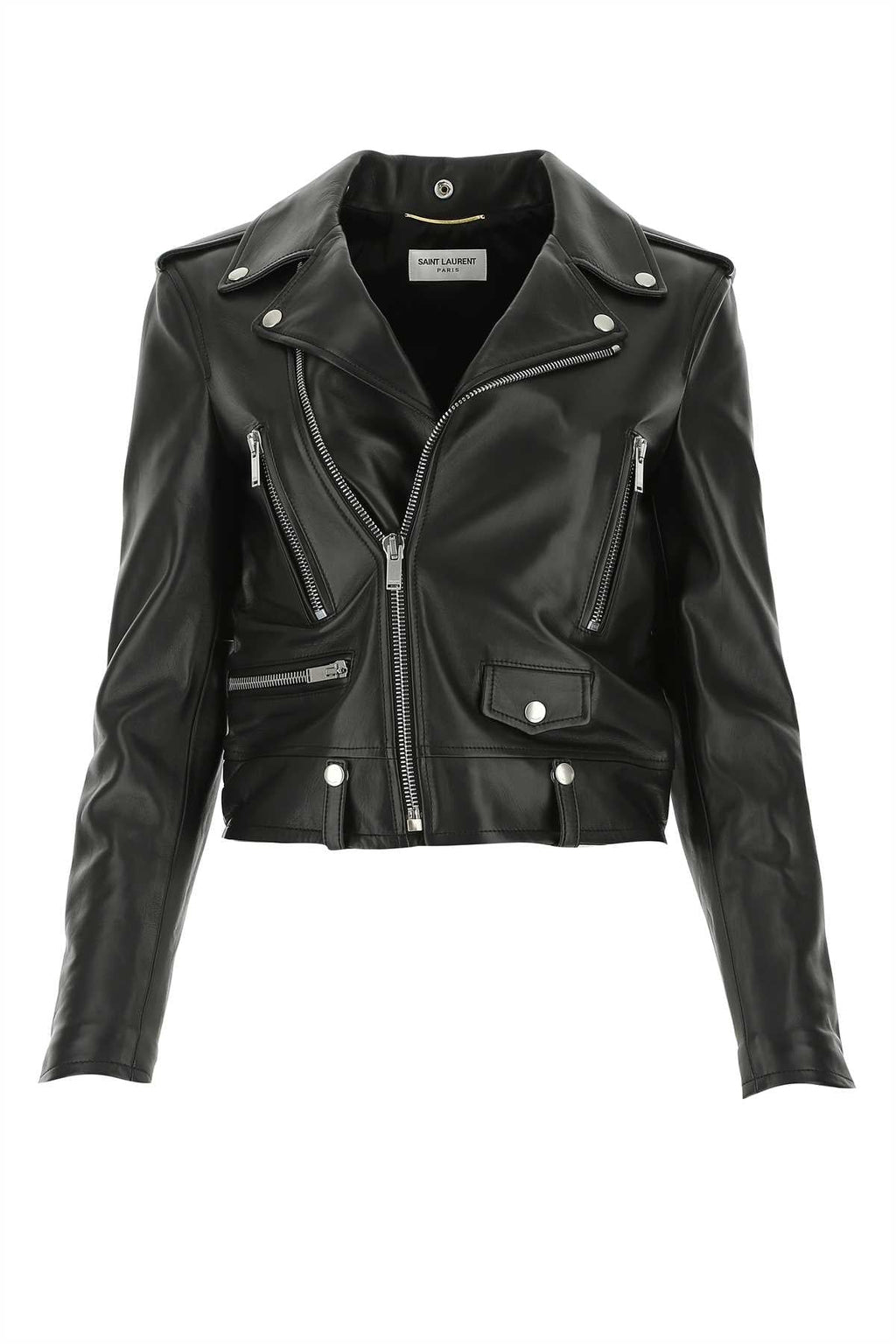 Yves Saint Laurent ladies Black Nappa Leather Jacket moto lamb YSL