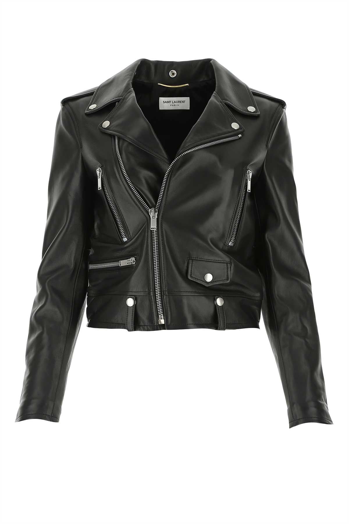 Yves Saint Laurent ladies Black Nappa Leather Jacket moto lamb YSL