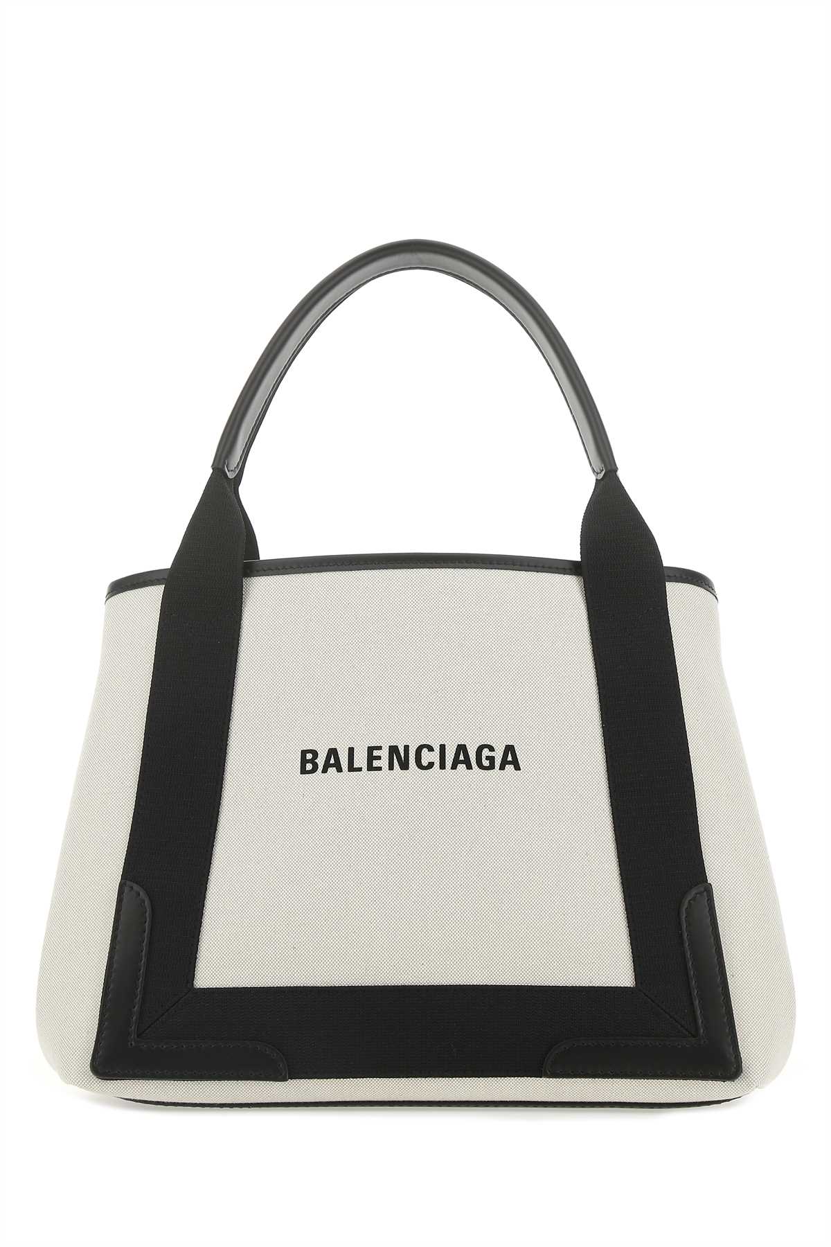 Balenciaga ladies Two-Tone Canvas Handbag tote purse  black ivory