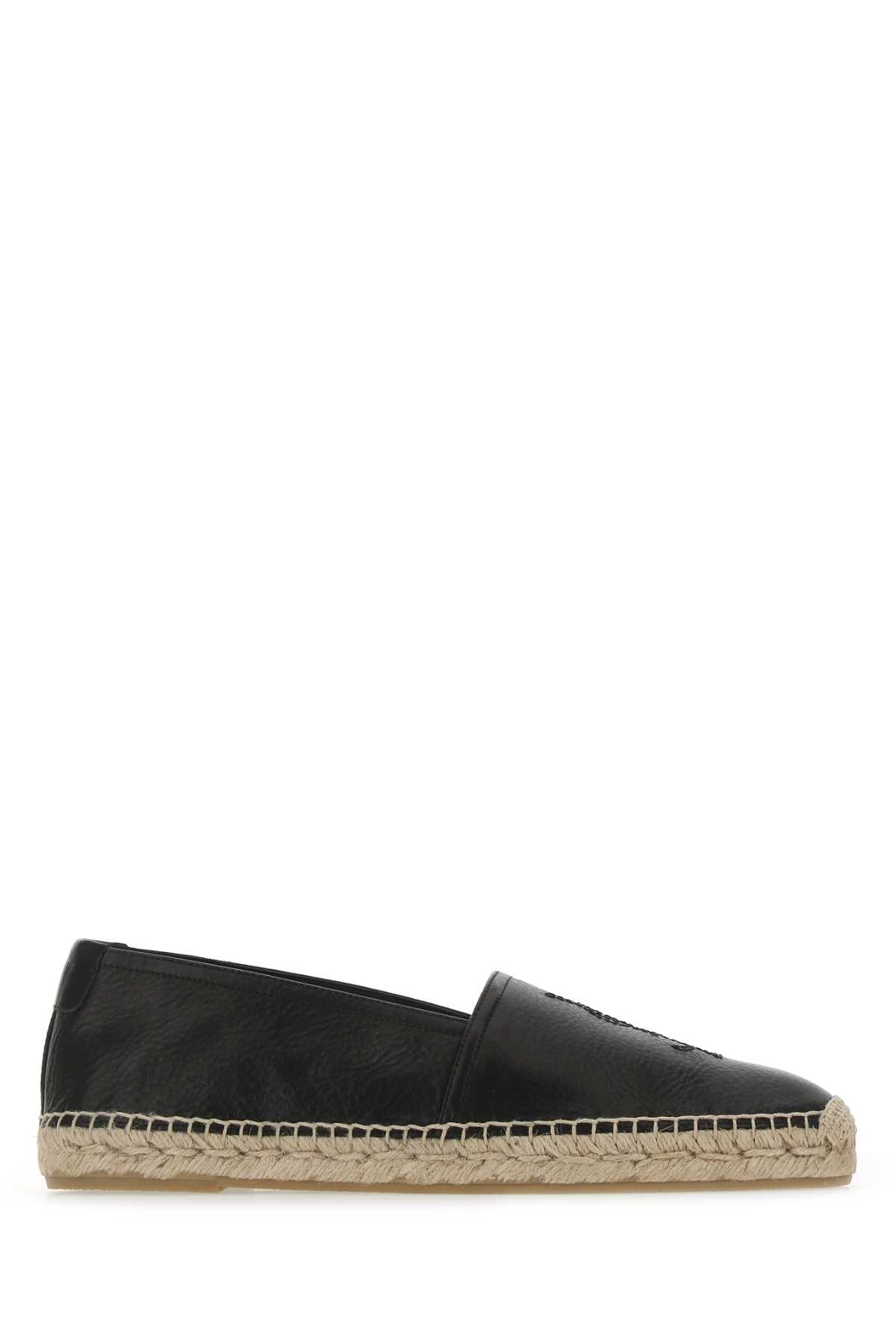 Yves Saint Laurent Men's Black Leather Monogram Espadrilles shoes casual