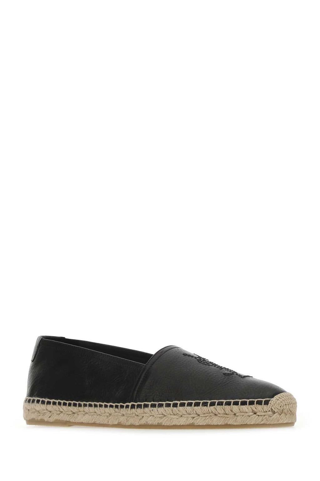 Yves Saint Laurent Men's Black Leather Monogram Espadrilles shoes casual