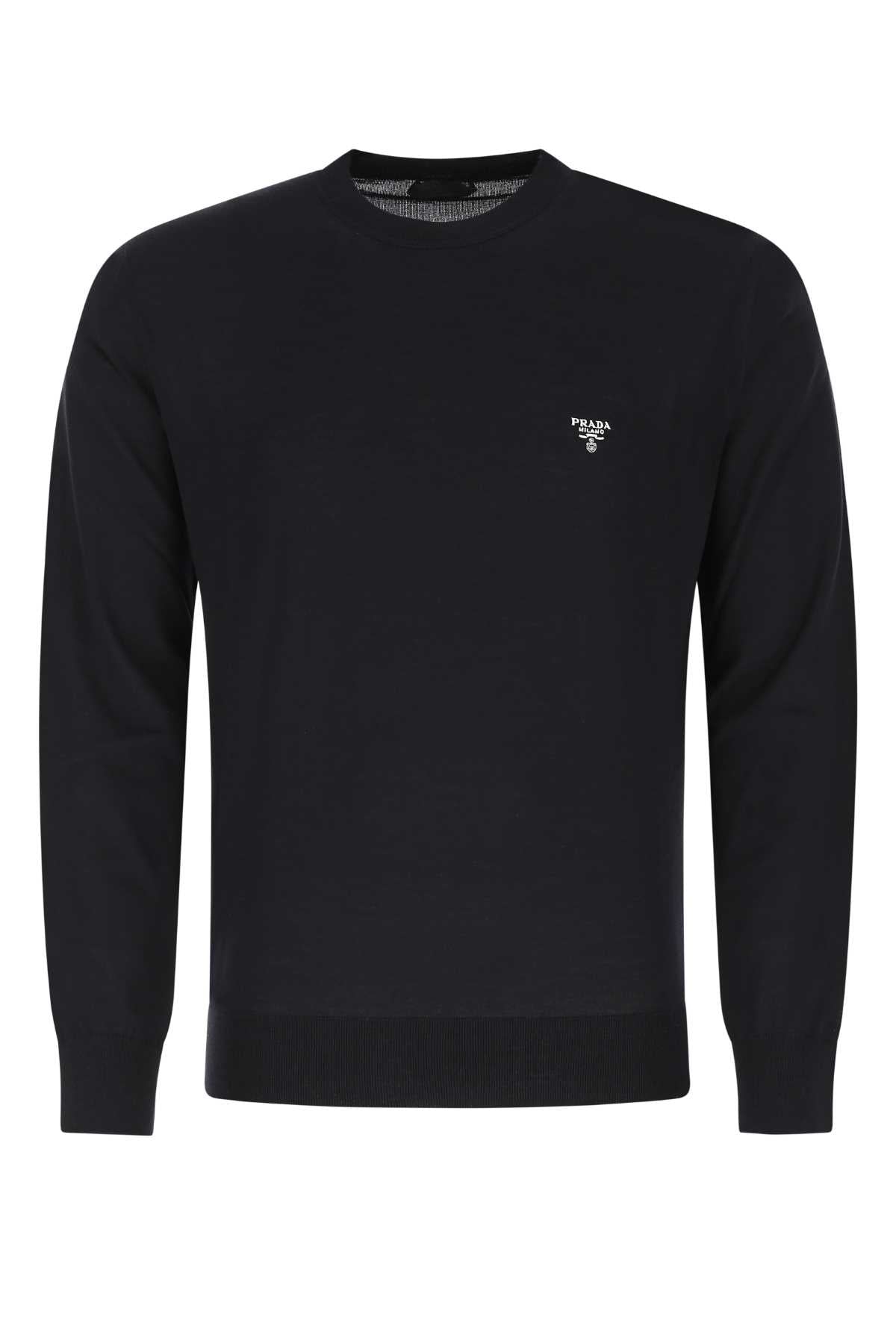 Prada logo Men's Midnight Blue Virgin Wool Sweater Pullover