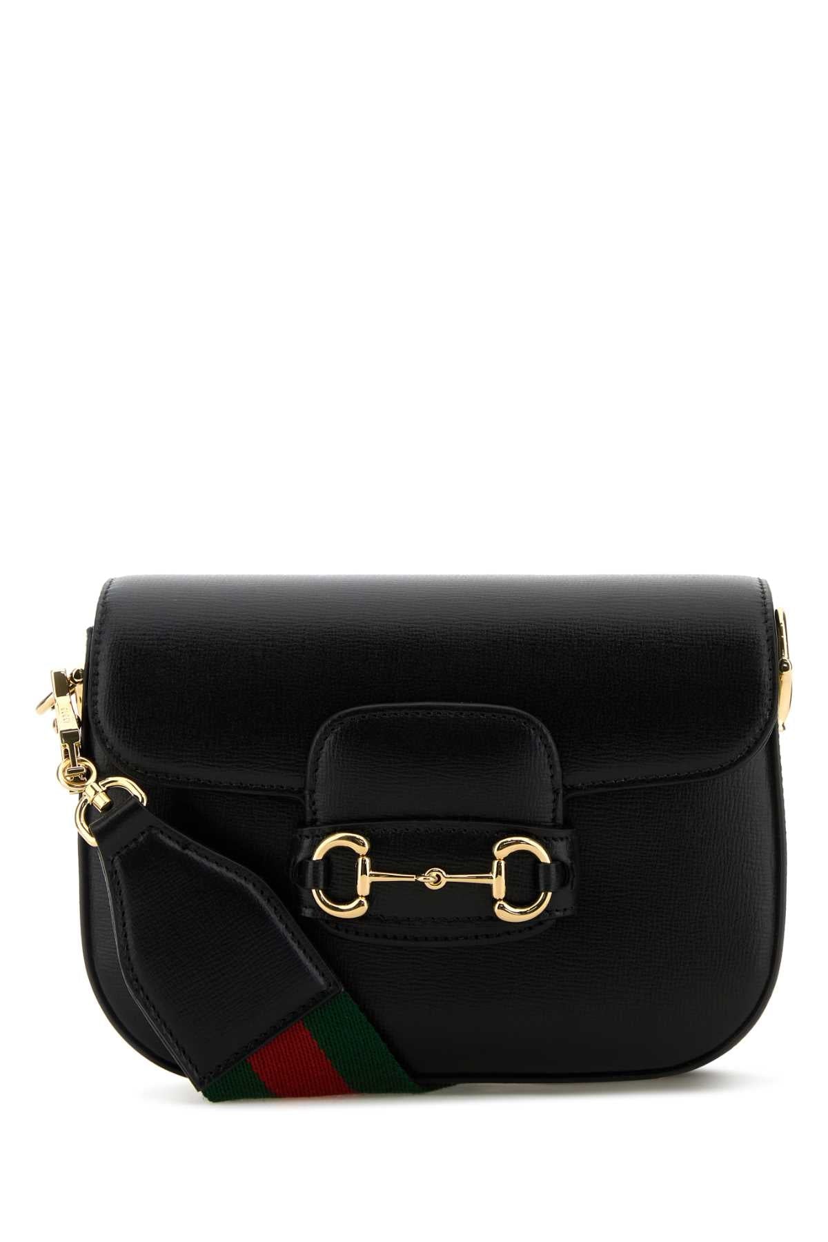Gucci ladies Black Leather Mini Horsebit 1955 Crossbody Bag handbag purse