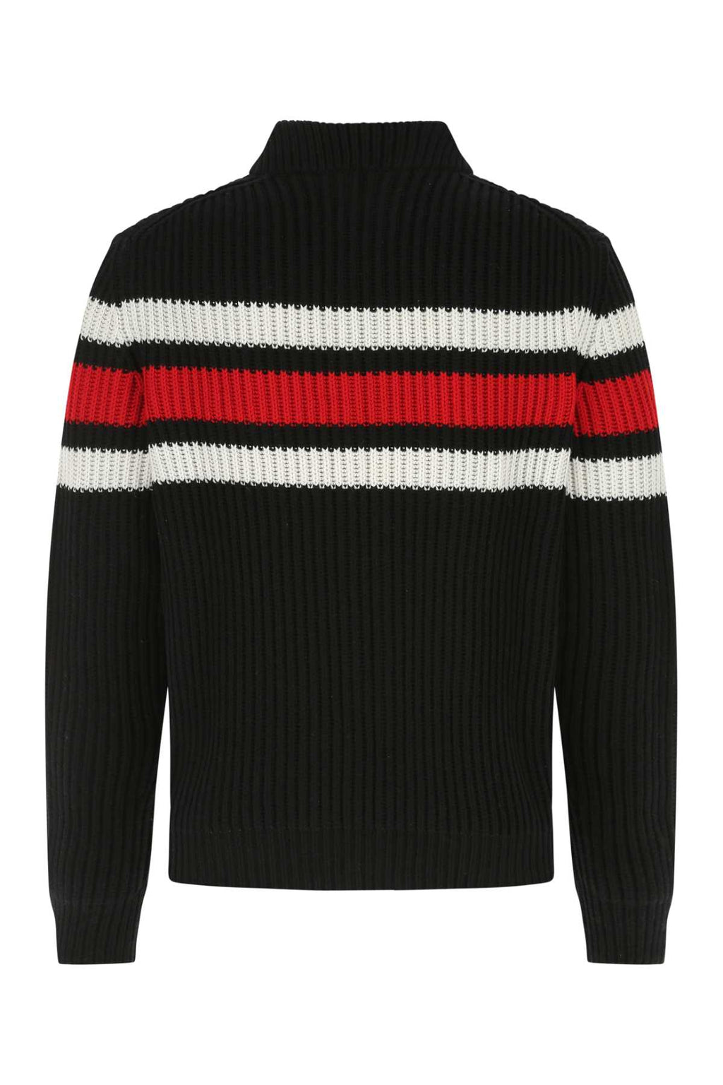 Prada Men's Black Cashmere Cardigan zip up sweater black red logo