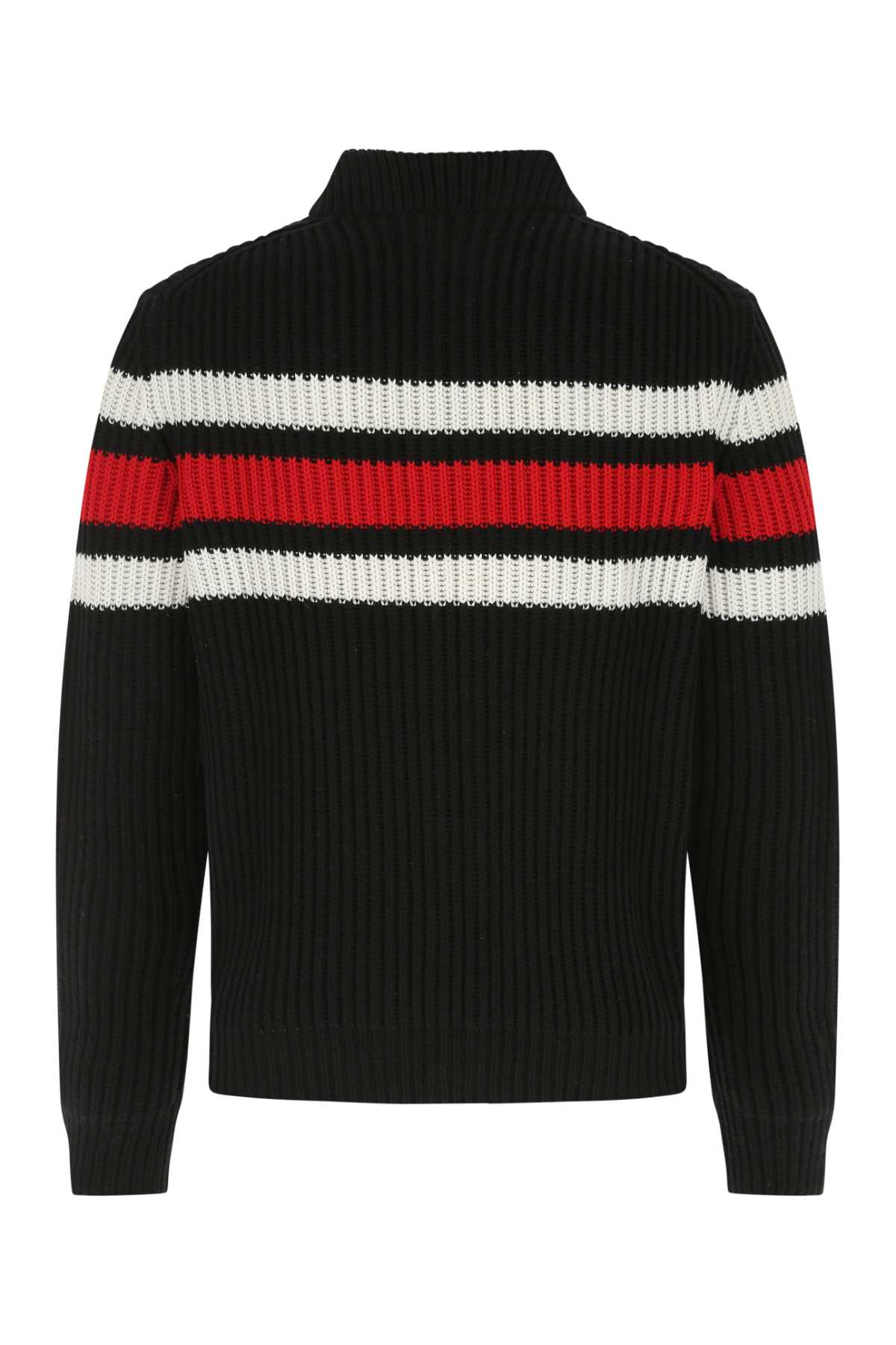Prada Men's Black Cashmere Cardigan zip up sweater black red logo