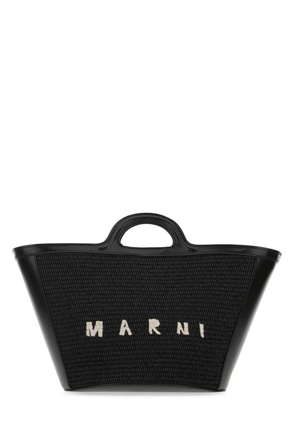 Marni ladies Black Leather And Raffia Tropicalia Summer Handbag Purse