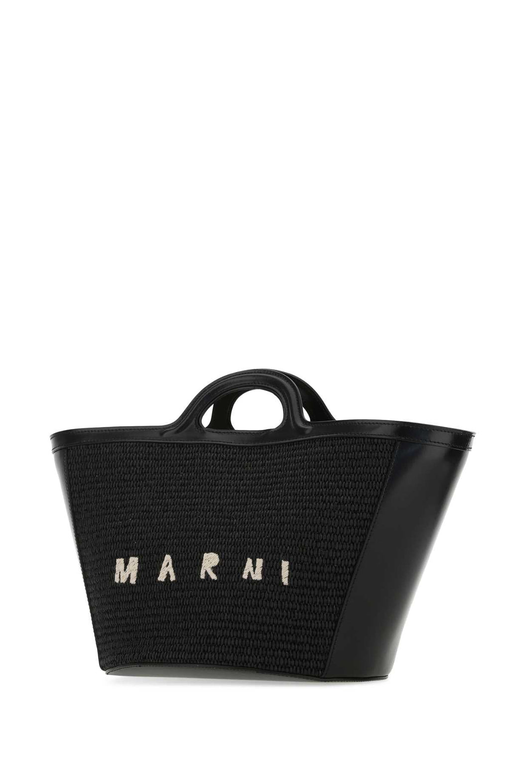 Marni ladies Black Leather And Raffia Tropicalia Summer Handbag Purse