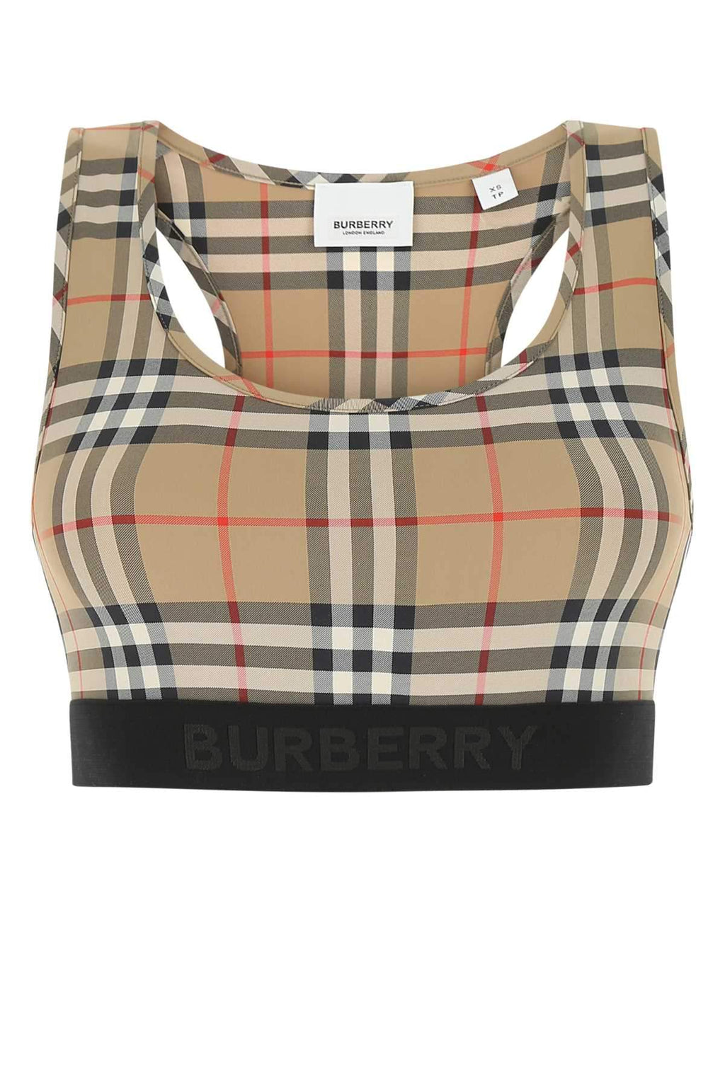 Burberry ladies plaid Printed Stretch Nylon crop Top sports bra
