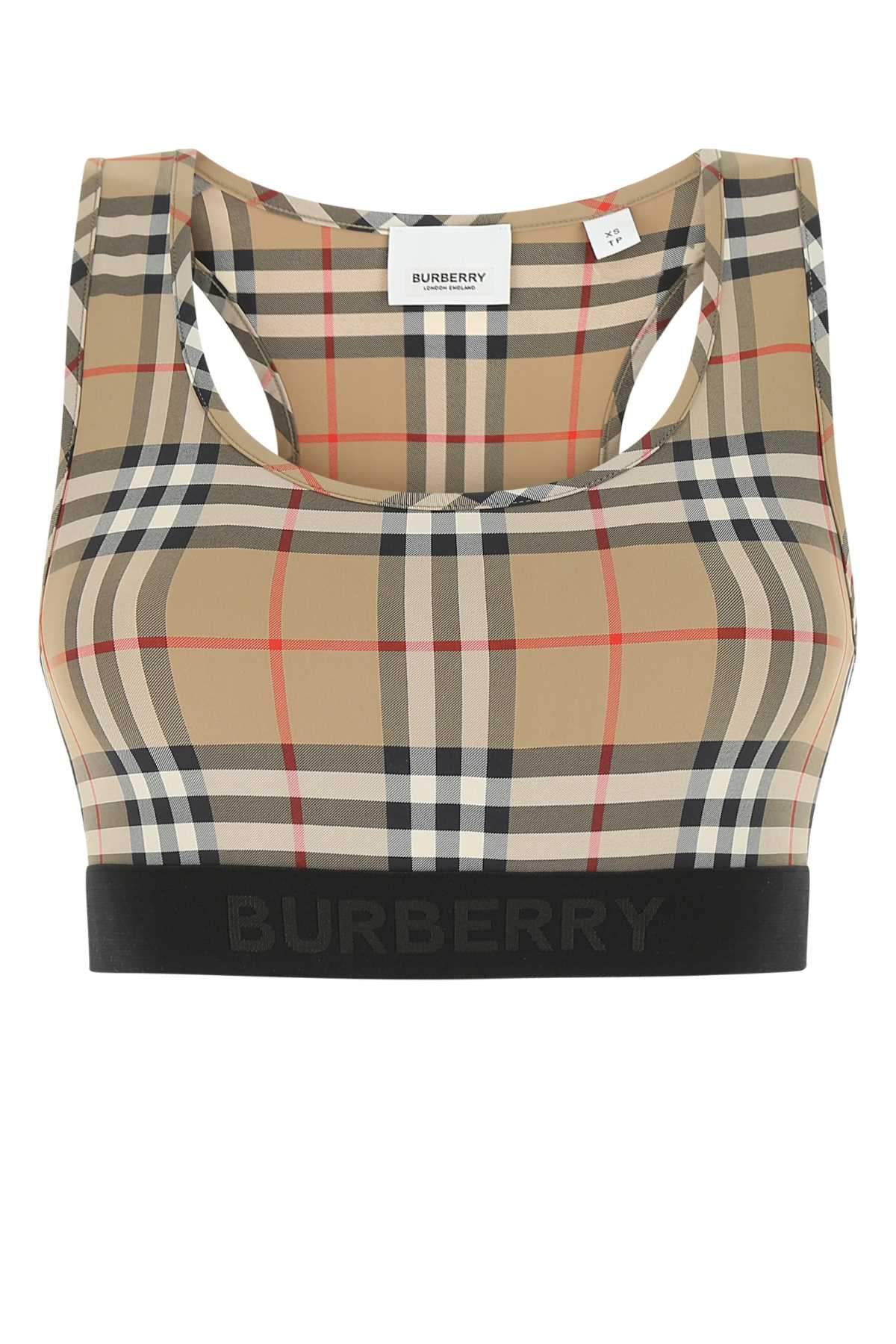 Burberry ladies plaid Printed Stretch Nylon crop Top sports bra