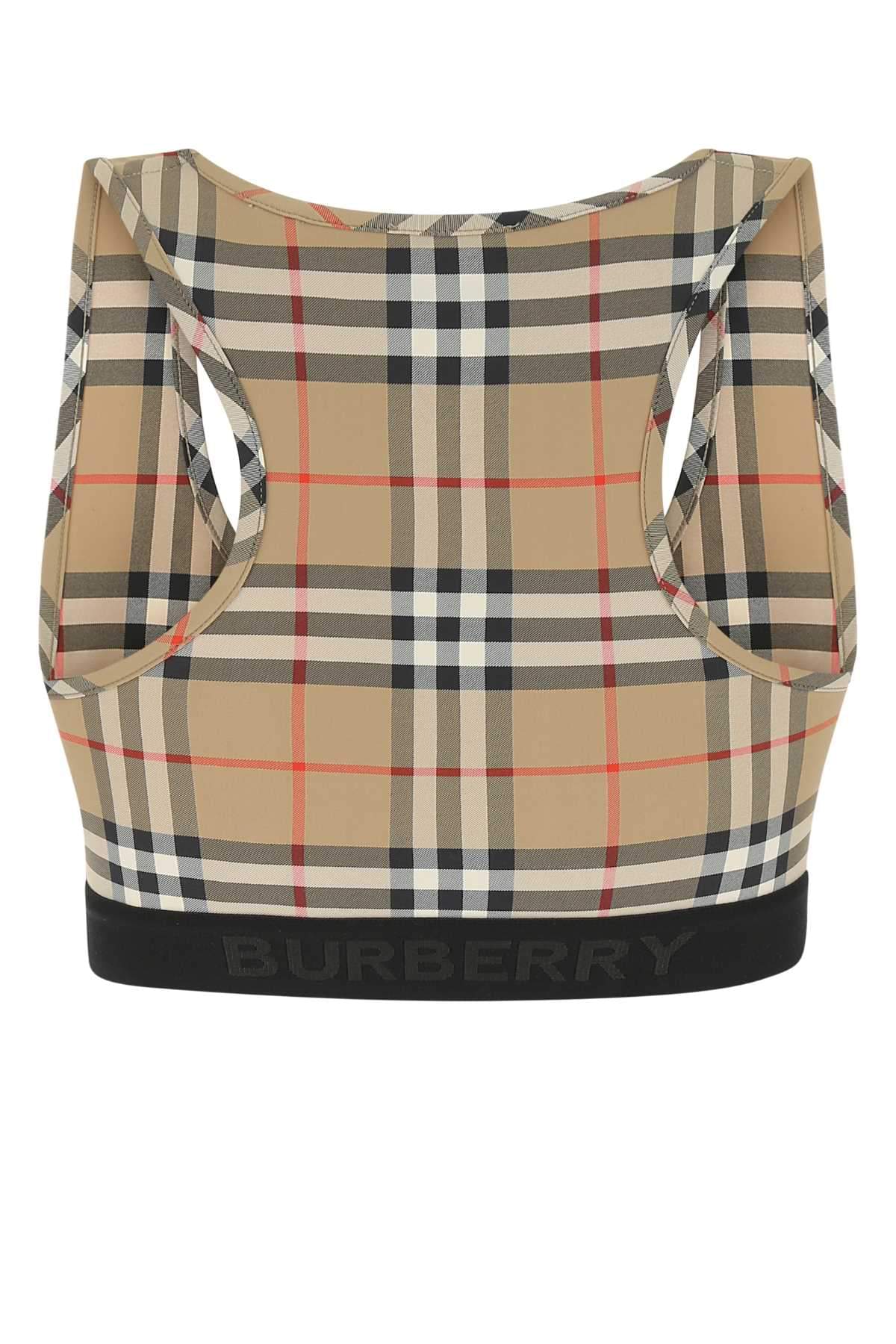 Burberry ladies plaid Printed Stretch Nylon crop Top sports bra