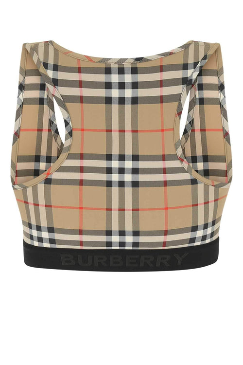Burberry ladies plaid Printed Stretch Nylon crop Top sports bra