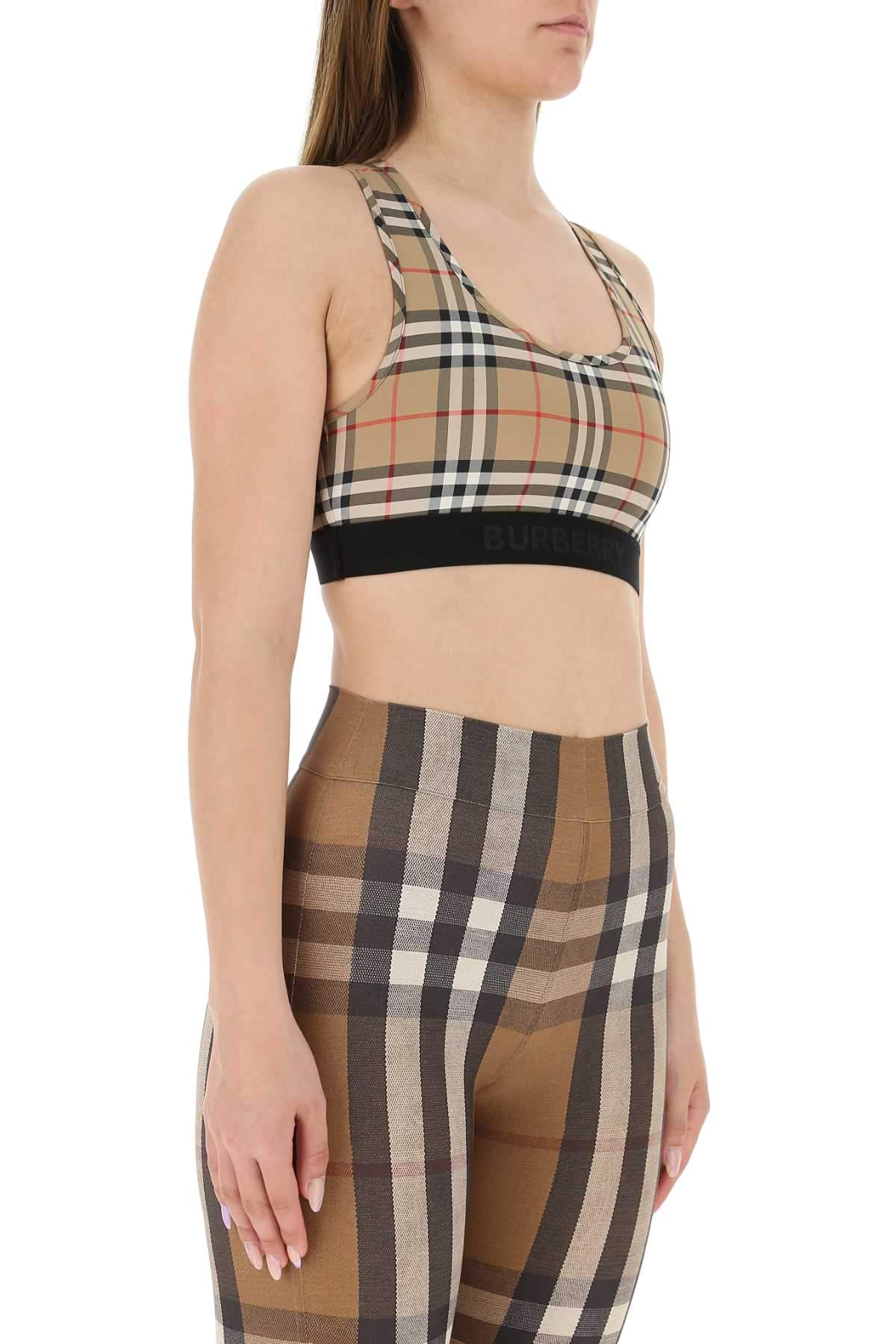 Burberry ladies plaid Printed Stretch Nylon crop Top sports bra