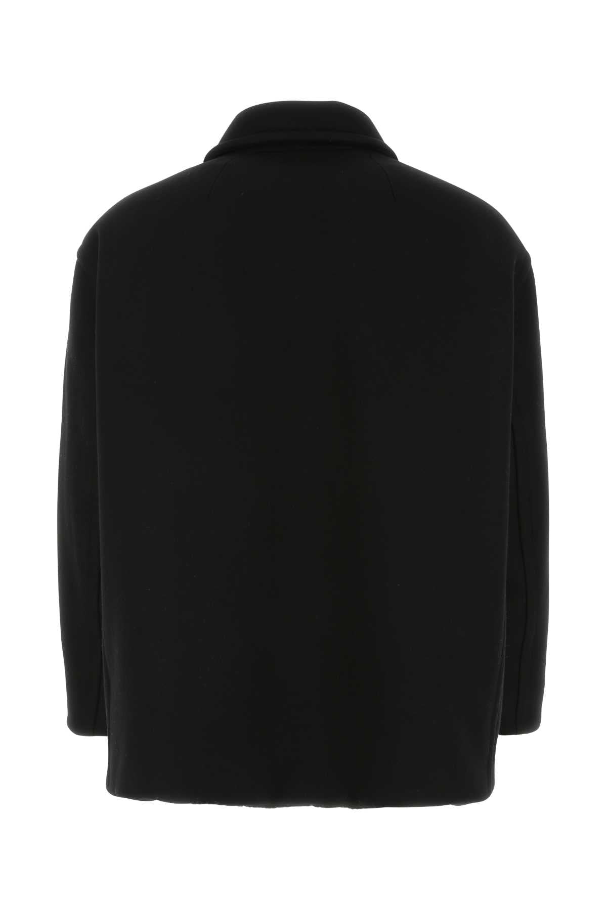 Valentino Garavani Men's Black Wool Blend Coat button front