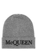Alexander Mcqueen Men's Grey Cashmere Beanie Hat