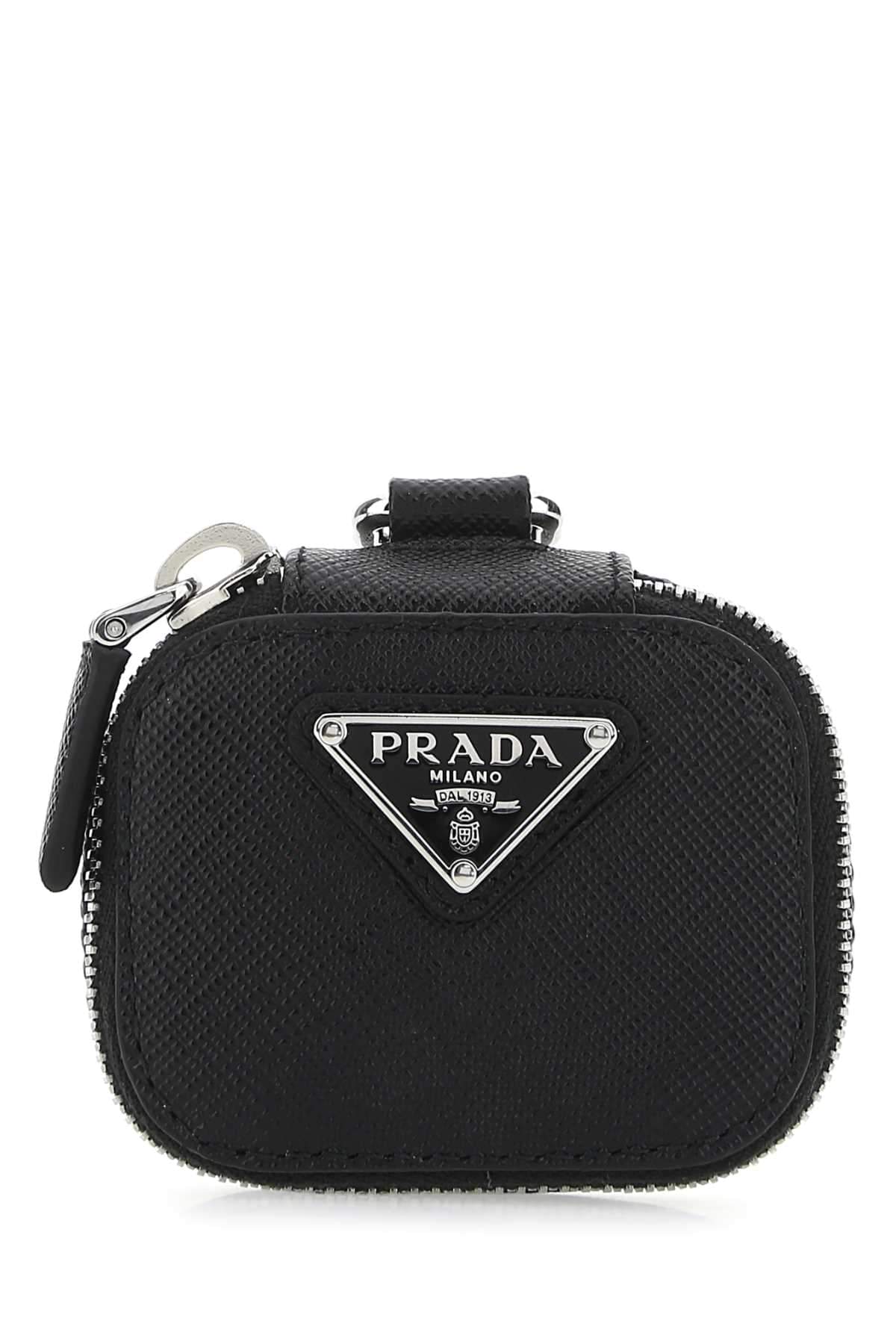 Prada unisex Black Leather Air Pods Case