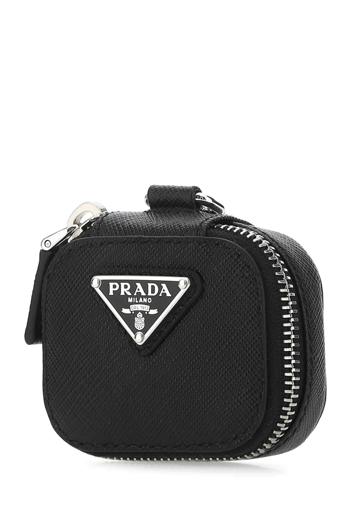 Prada unisex Black Leather Air Pods Case