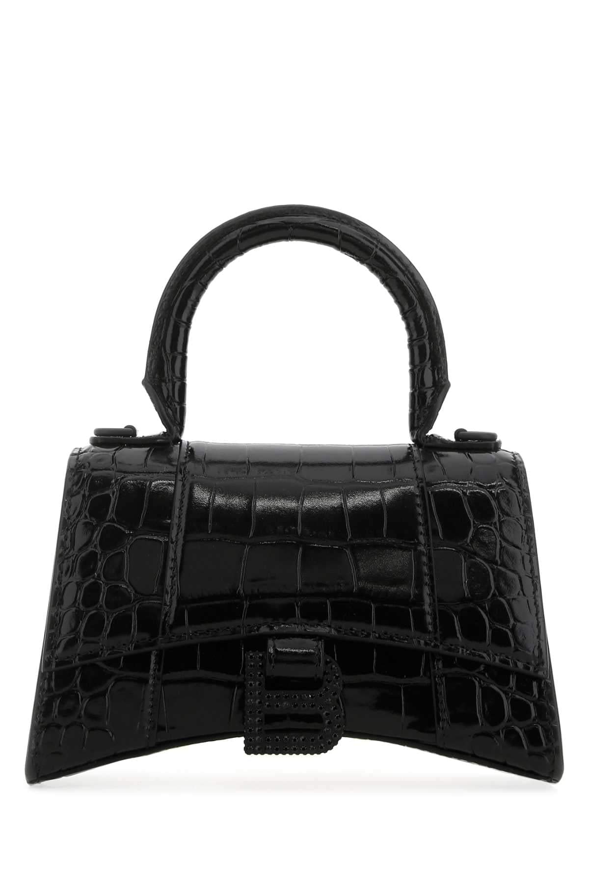 Balenciaga ladies Black Leather Xs Hourglass Handbag purse
