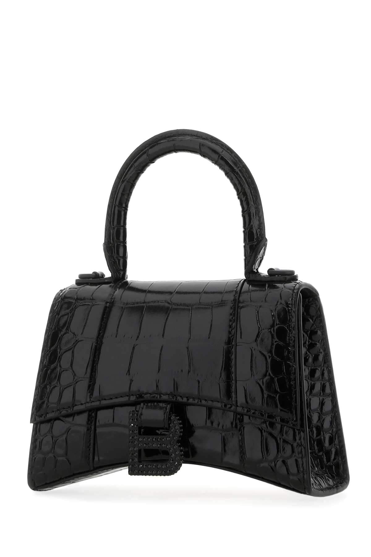 Balenciaga ladies Black Leather Xs Hourglass Handbag purse