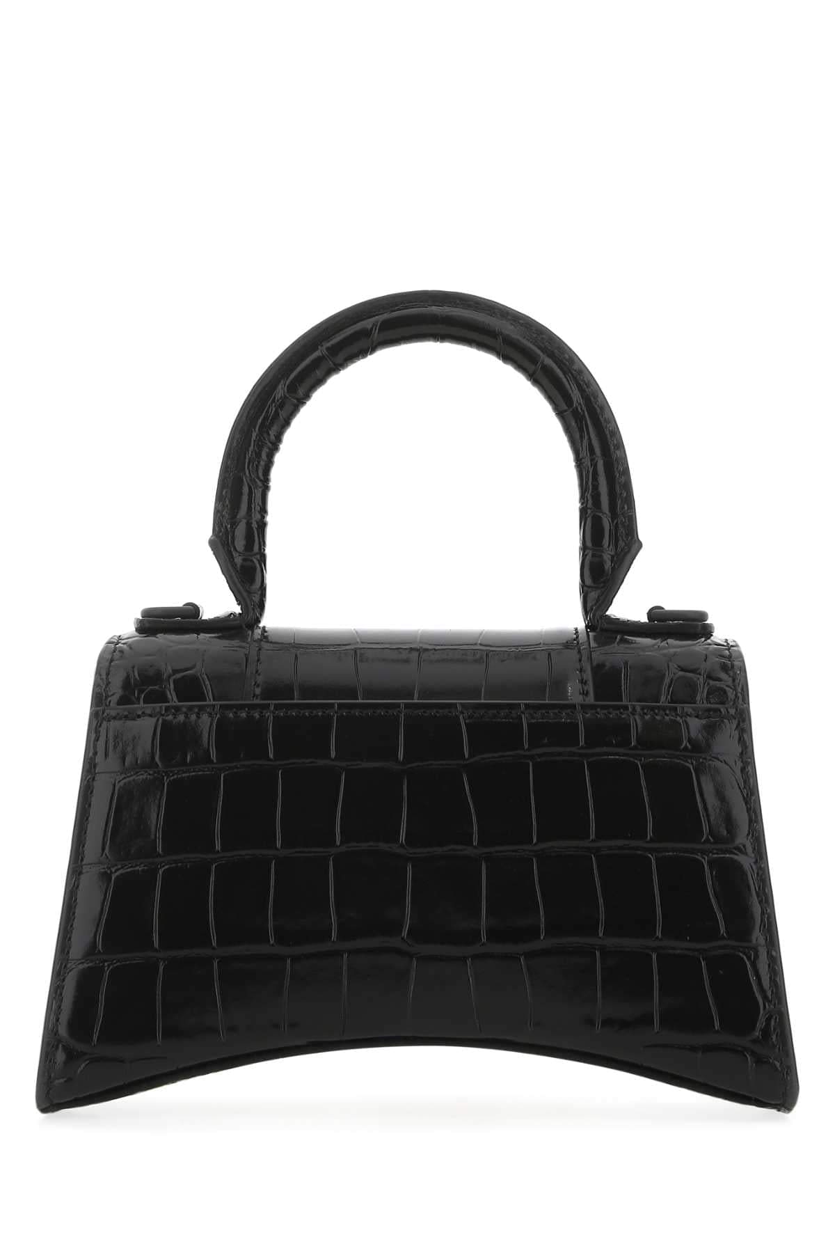 Balenciaga ladies Black Leather Xs Hourglass Handbag purse
