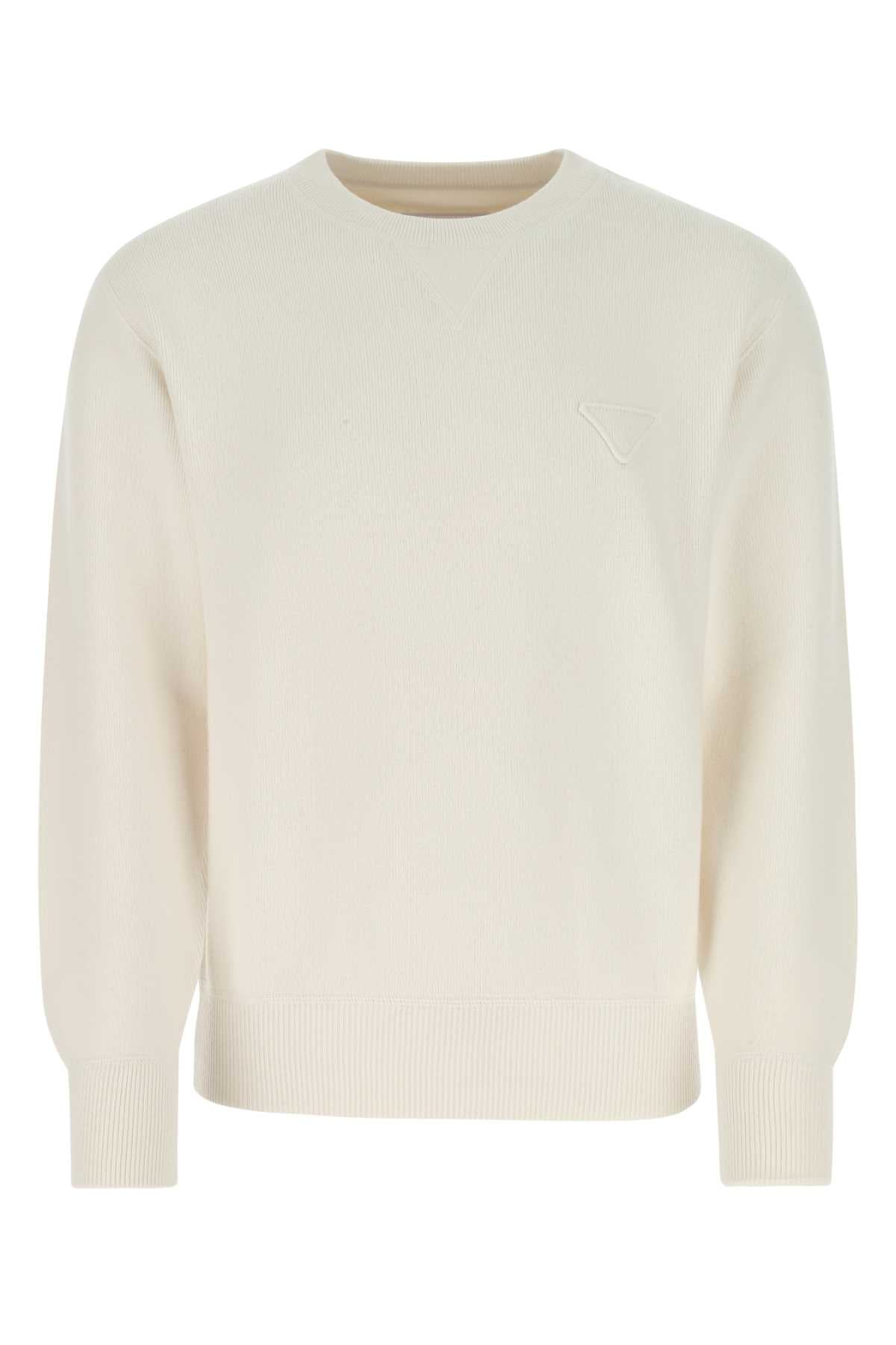 Prada Men's Ivory Stretch Cashmere Blend Sweater crewneck