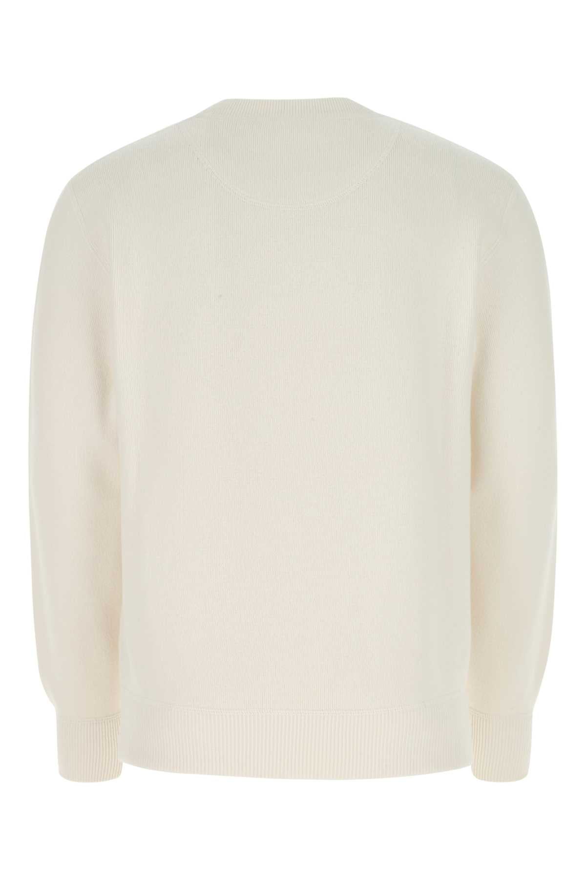Prada Men's Ivory Stretch Cashmere Blend Sweater crewneck