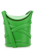 Alexander Mcqueen ladies Grass Green The Curve Bucket leather handbag purse