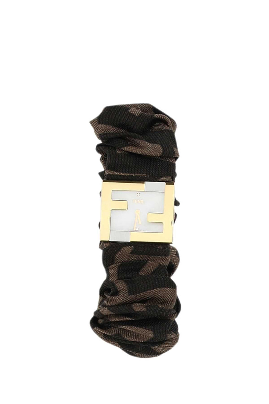 Fendi ladies Stainless Steel And Embroidered Nylon Fendimania Baguette Watch
