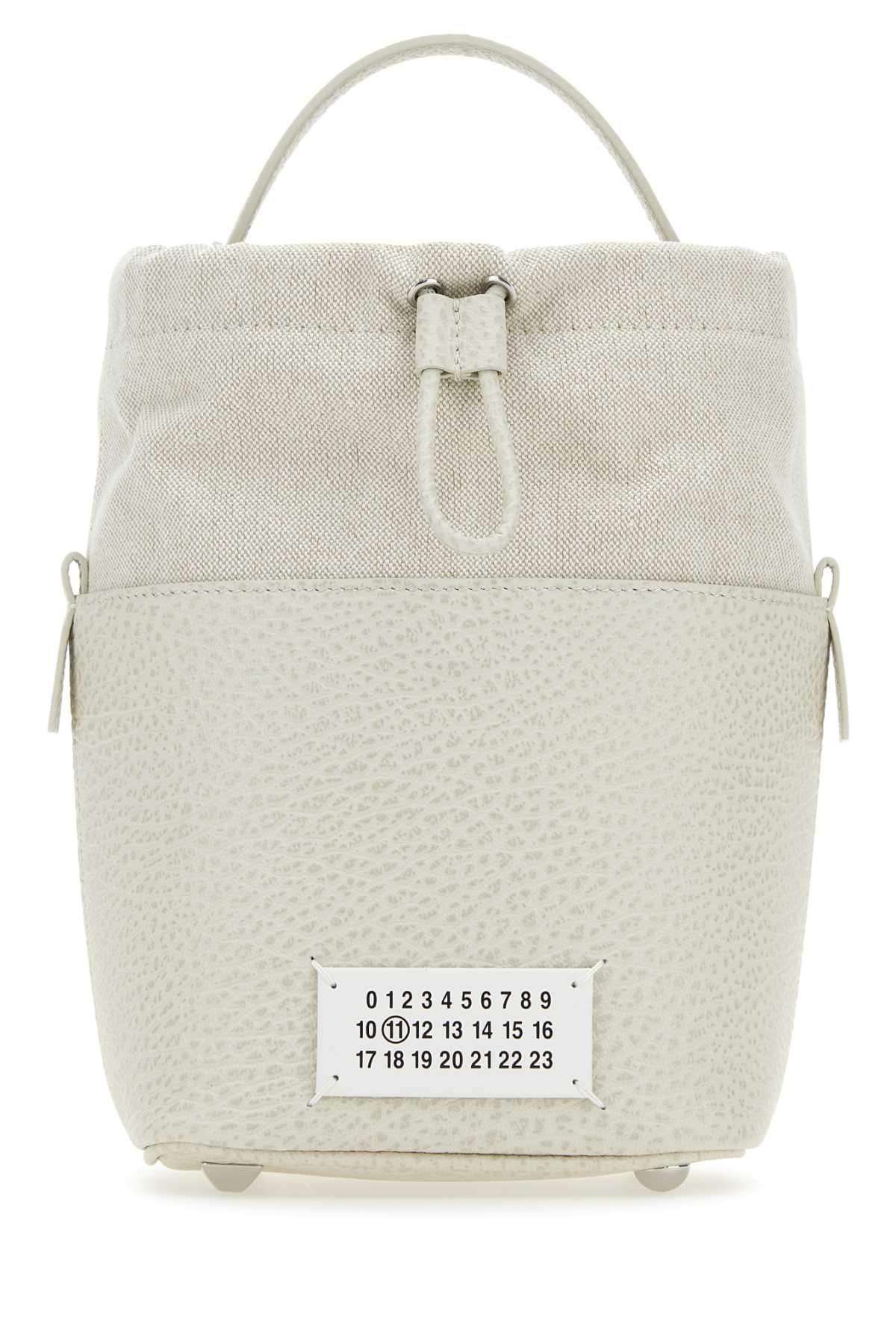 Maison Margiela ladies Chalk Leather And Canvas Mini 5Ac Bucket Bag handbag purse