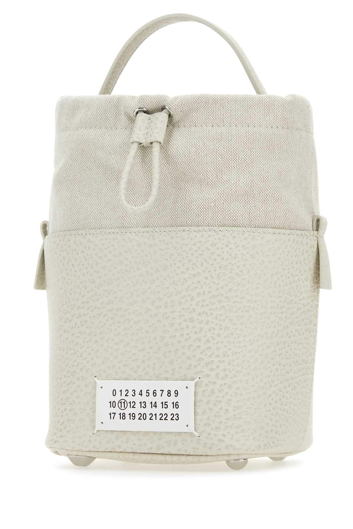 Maison Margiela ladies Chalk Leather And Canvas Mini 5Ac Bucket Bag handbag purse