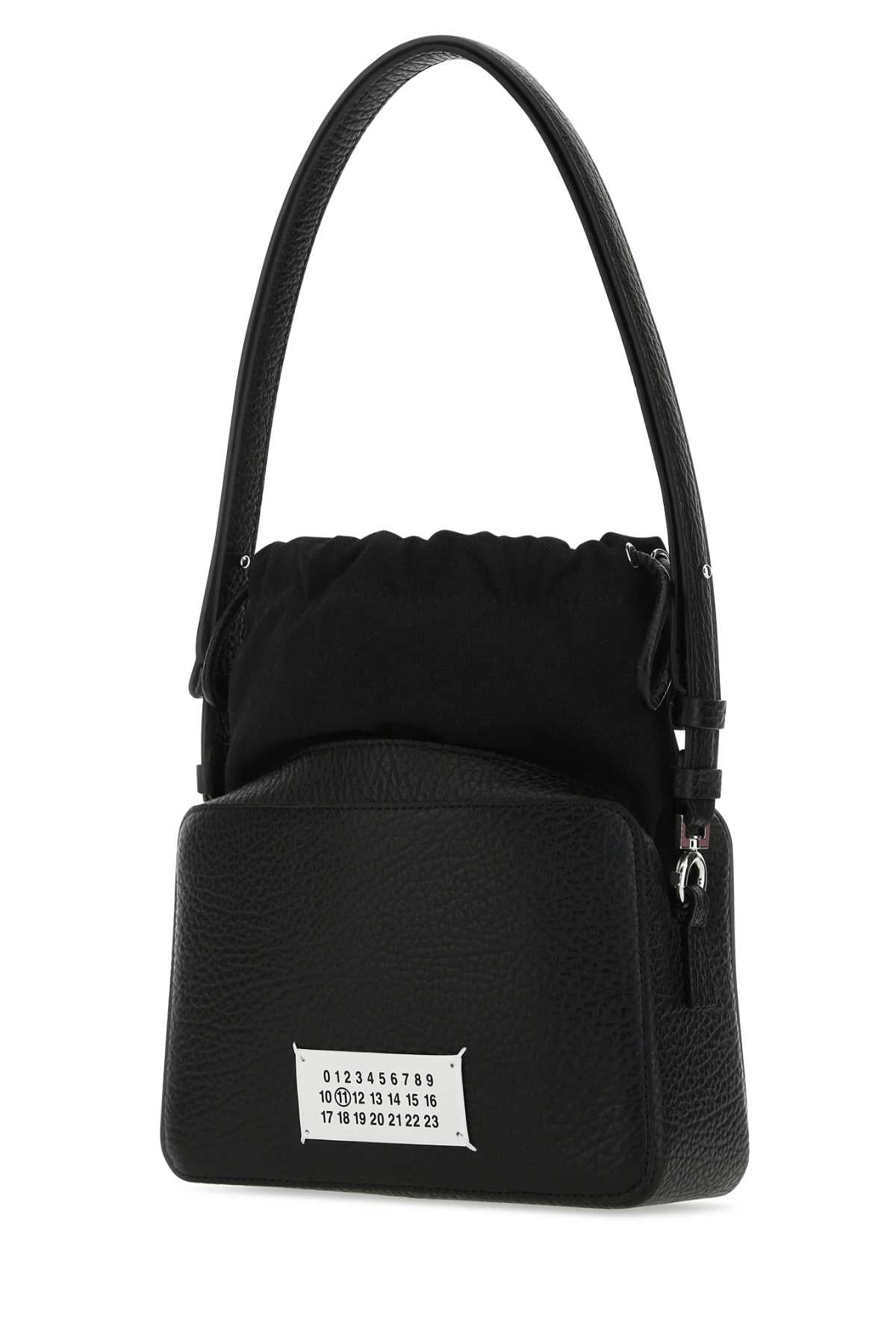 Maison Margiela ladies Black Leather And Fabric 5Ac Bucket Bag purse handbag