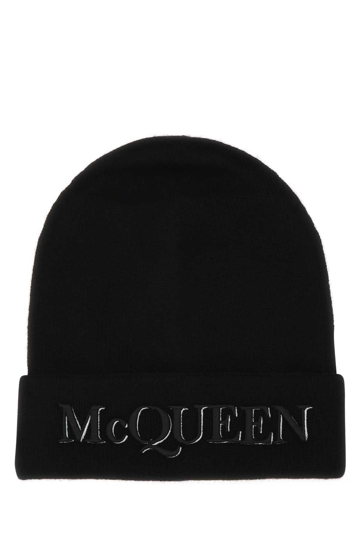 Alexander Mcqueen Men's Black 100% Cashmere Beanie Hat