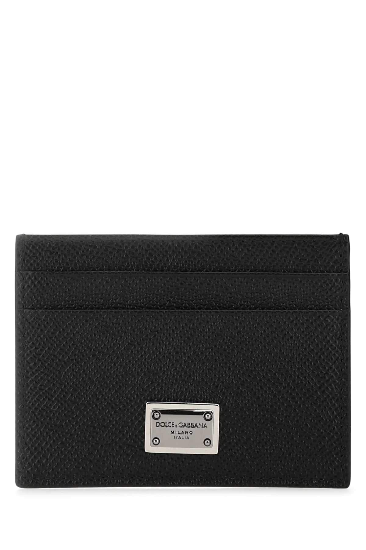 Dolce & Gabbana Men's Black Leather Business Credit Card Holder Case