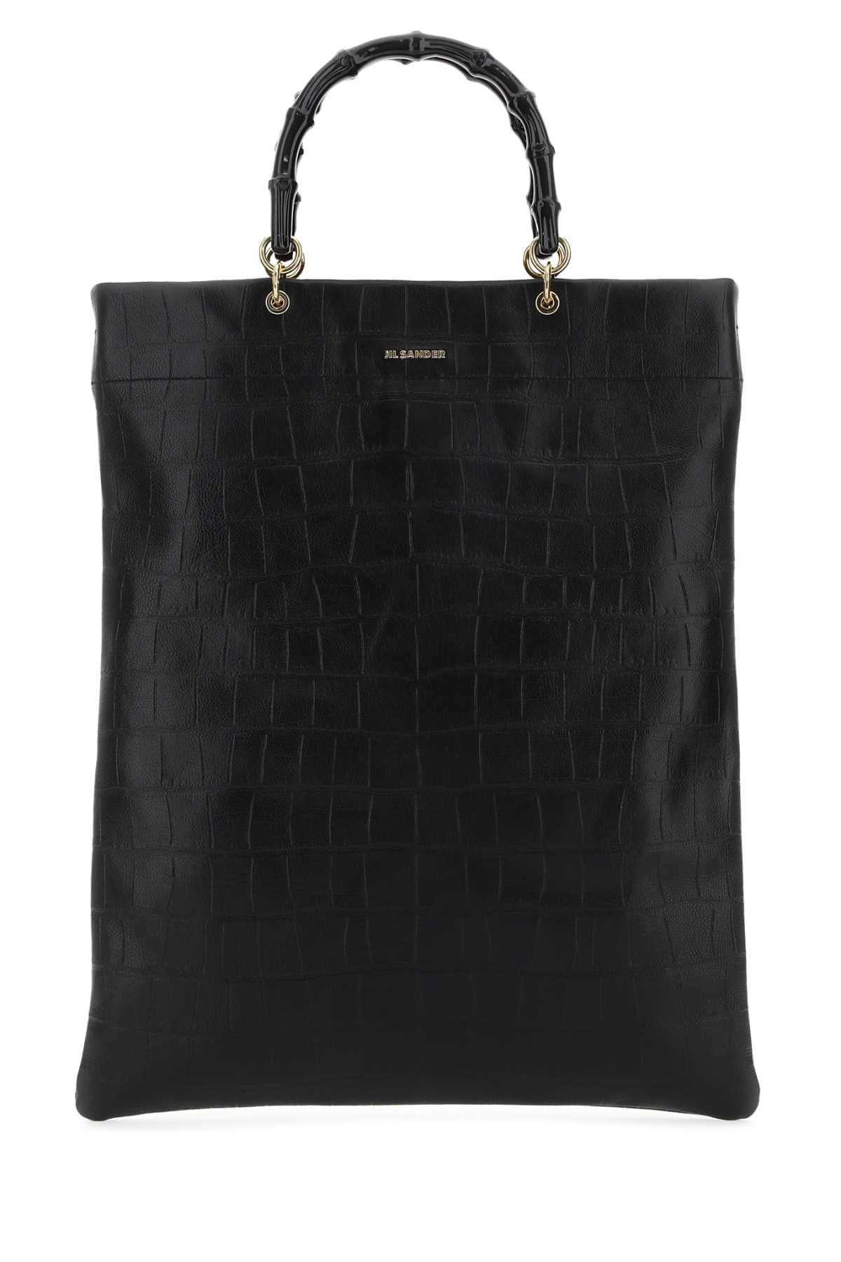Jil Sander ladies Black Leather Medium Shopping Bag handbag purse tote