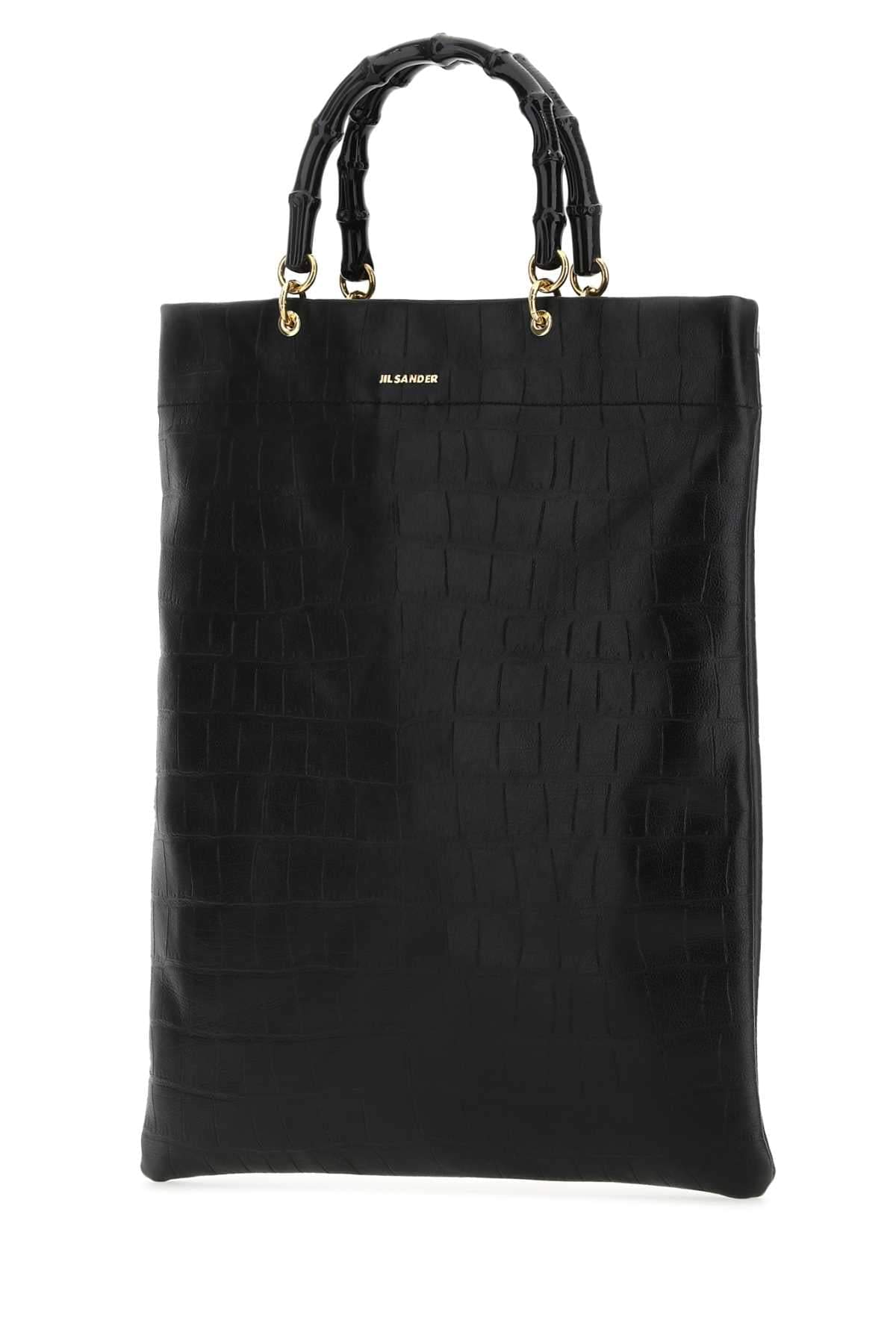 Jil Sander ladies Black Leather Medium Shopping Bag handbag purse tote