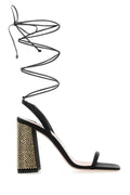 Miu Miu ladies Black Satin Heels Sandals w/ankle wrap ties shoes embellished heels