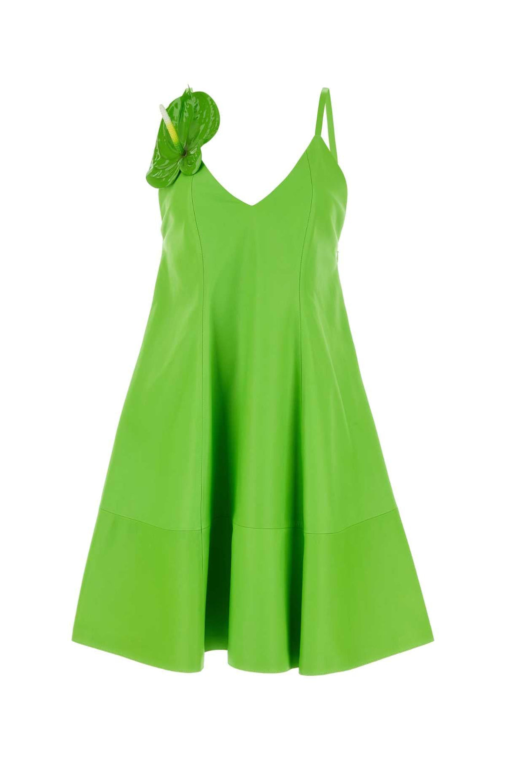 Loewe ladies Fluo Green Leather Mini Dress LEATHER bright lime