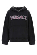 Versace ladies Black Cotton Oversized Sweatshirt Pink hoodie pullover
